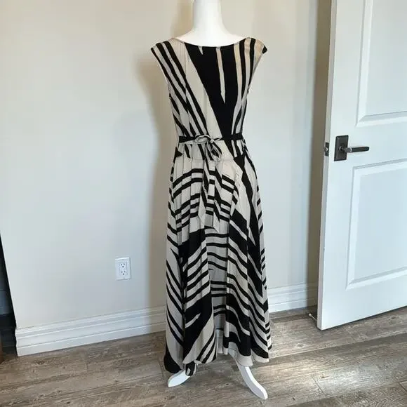 Black and Cream Tracy Reese Midi Dress - Size Small - Picture 2 of 6